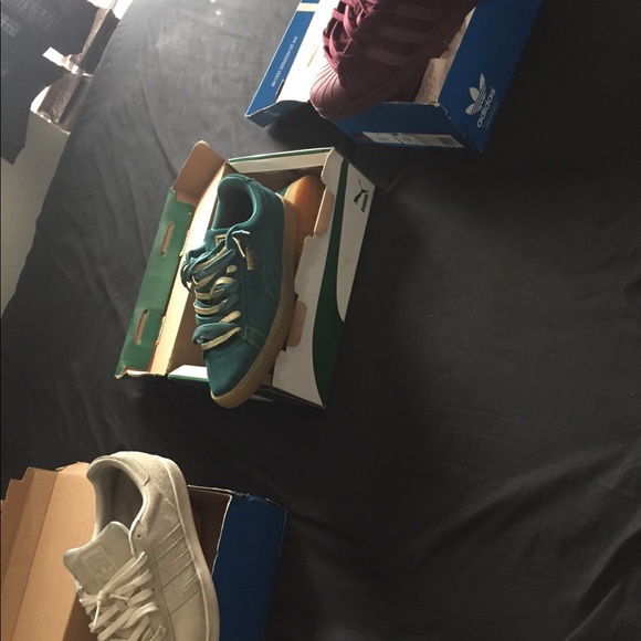 Cream Adidas, Purple Adidas,and Pumas - Picture 1 of 4